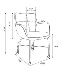 Chicago Armstoel op wieltjes
