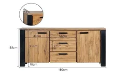 Dressoir Woodstock 2 deurs, 3 laden