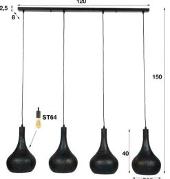 Kuaga hanglamp 4 lichten