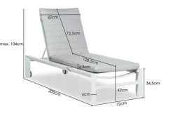 Ligbed 'Altona' met wiel Verstelbaar Wit