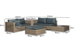 Mateo' loungeset met coffee table en incl. alle zit- en rugkussens