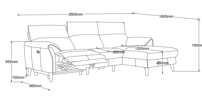 Tivola Bankstel 3-zits met longchair incl. relaxfunctie